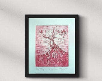 Salix Tree Etching Art Print: Signed & Numbered Gothic Moon Aquatint