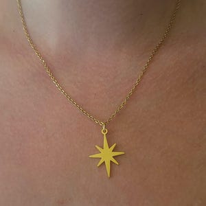 Gold North Star Pendant Necklace, Gold Charm Necklace, Star Jewelry, Gift For Her, Christmas Gift, Gift For Mom, Gift For Grandma