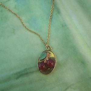 Cherry Resin Gold Charm Necklace, Cherry Pendant Necklace, Cherry Jewelry,  Gift For Her, Gift For Teen