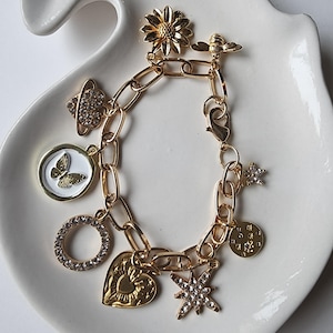 Build Your Own Gold Custom Charm Bracelet, Personalized Bracelet, Bridesmaid Proposal Gift, Gift For Her, Design Your Own Jewelry