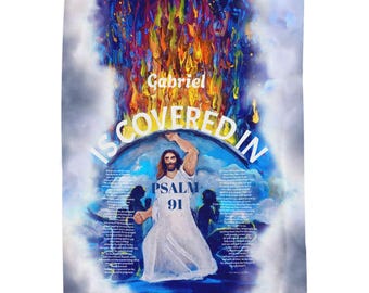 No Fear Sick Cancer Warrior Chemo Care Get Well Soon, Psalm 91, Personalized Blanket, Bible Verse Blanket, Baby Gifts, Rainbow Baby Gift