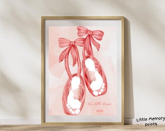 Création d'empreintes de bébé Our Little Dancer 2026 - Art de l'empreinte de danse pour tout-petits - Ballet personnalisable souvenir - 8,5 x 11, 8 x 10 JPG téléchargement immédiat