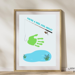 Du bist ein Reel Cool Onkel Hand / Fuß-Druck Kunst | Benutzerdefinierte Andenken | Onkel Geschenk | Personalisiertes Kunstwerk | Angeln Thema | Vatertag druckbar