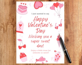 Printable Sweet Valentine Card - Sweetheart Valentine's Day Note - Sweat Treat Valentine Card - Simple Valentine's Day Card - Letter, A5, A4