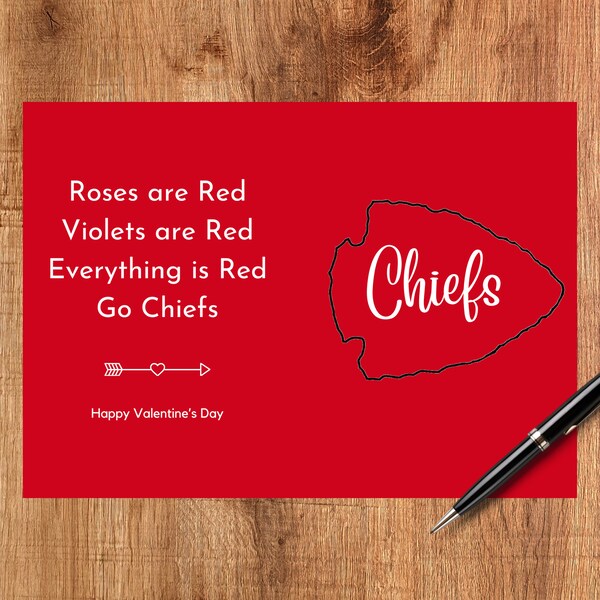 Chiefs Valentine's Day Card - Printable Kansas City Football Valentine's Day Card- Everything is Red V-Day Card - Chiefs V-Day Note - 7x5