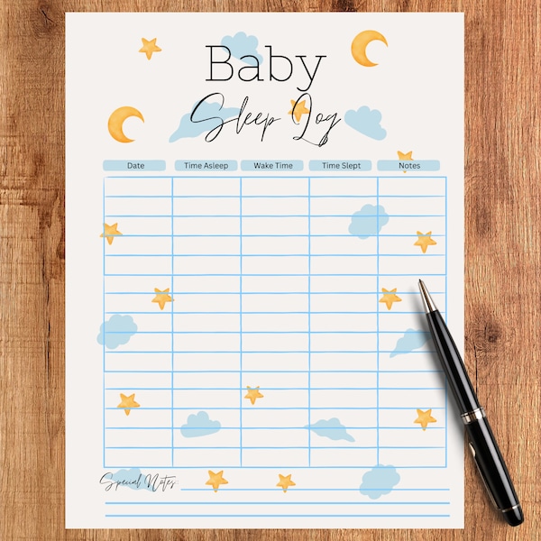 Newborn Sleep Log - Printable Baby Sleep Tracker - Cute Baby Sleep Schedule -  Standard,A5,A4