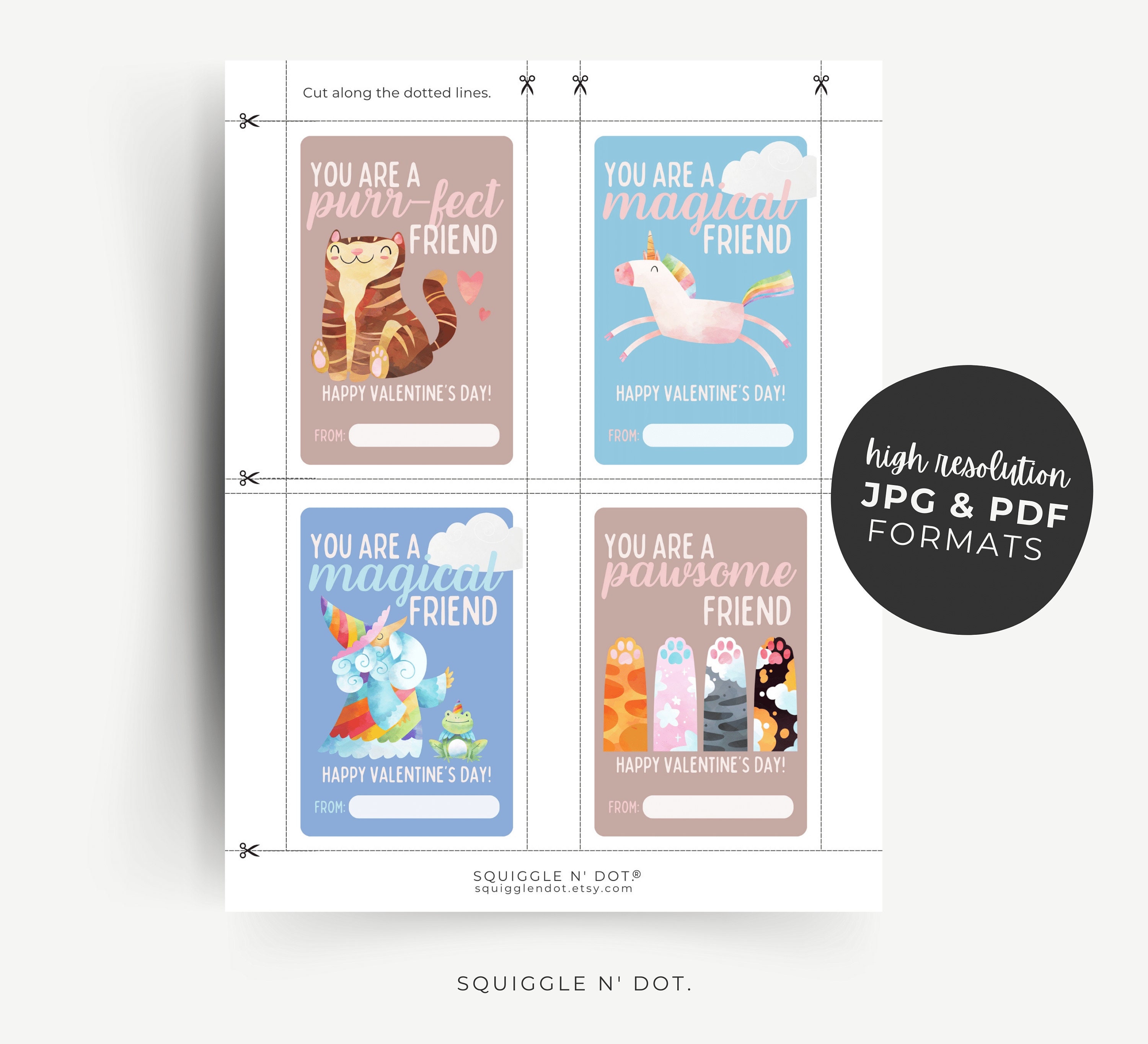 Valentine Cards Printable Instant Download Valentines for Kids Digital ...