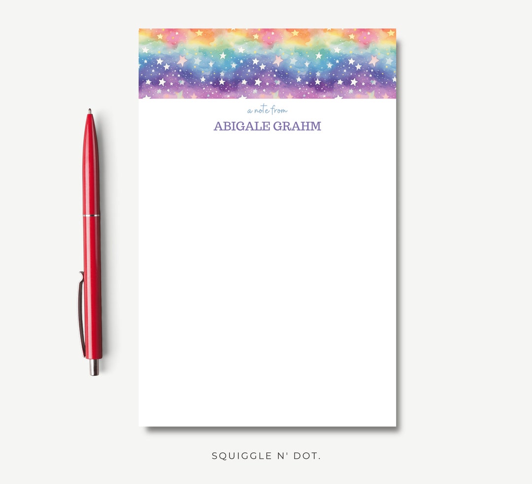 Custom Rainbow Galaxy Notepad Personalized Spacethemed Etsy