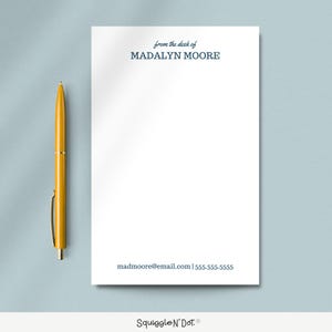 Personalized Professional Stationery Notepad | Custom Notepad with Contact Information | Business Writing Pad