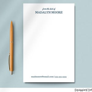 Personalized Professional Stationery Notepad | Custom Notepad with Contact Information | Business Writing Pad