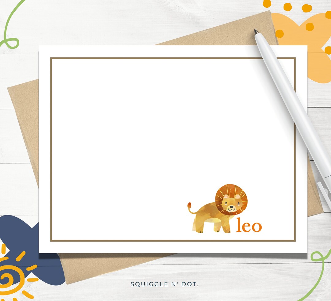 Personalized Stationery for Kids With Cute Lion Stationery - Etsy