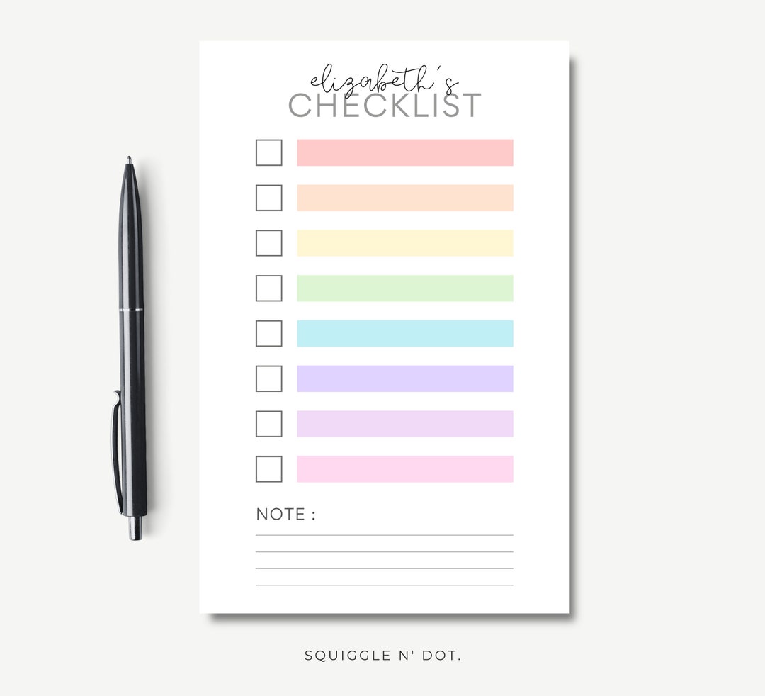 Personalized Rainbow to Do List Notepad Colorful Personalized Planner ...