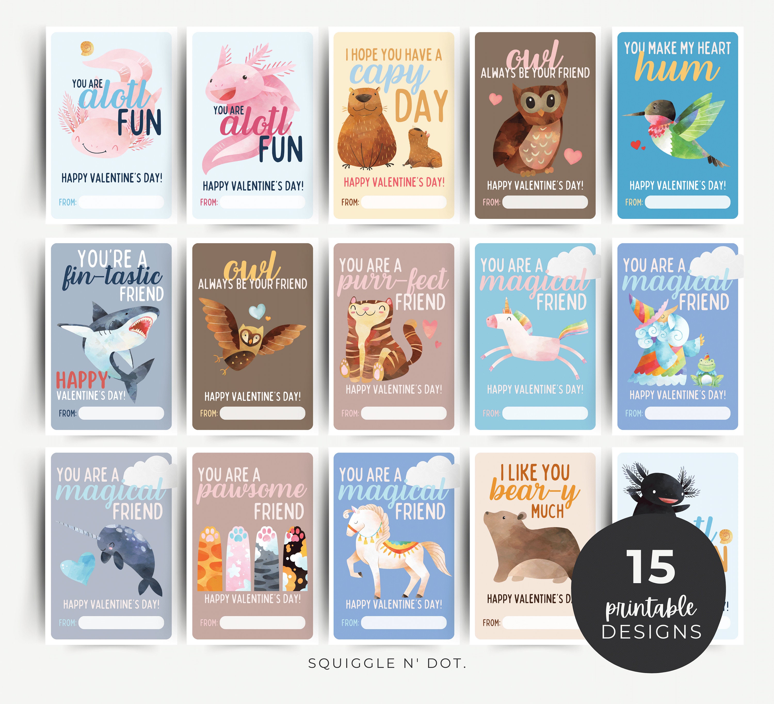 Valentine Cards Printable Instant Download Valentines for Kids Digital ...