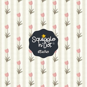 Motivo a strisce di tulipani disegnati a mano – Carta digitale primaverile / 12x12 JPG / Sfondo floreale Cottagecore per artigianato e uso in piccole imprese