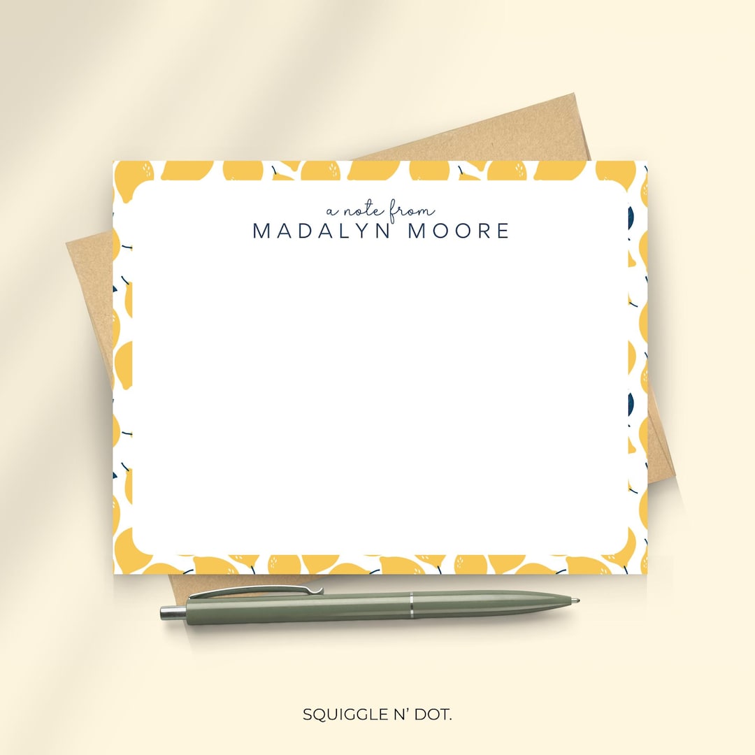 Lemon Stationery: Personalized Note Cards, A2 Flat Card Set - Etsy