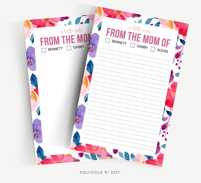 From the Mom of Personalized Notepad for Parents With Watercolor Floral