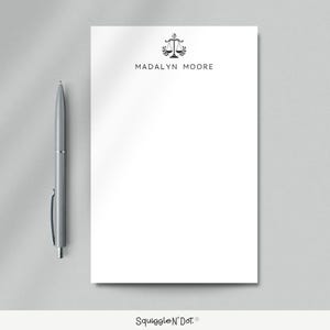 Personalized Justice Scales Notepad: Gift for Lawyers, Attorneys