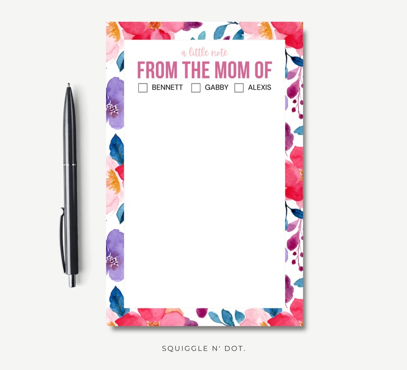 From the Mom of Personalized Notepad for Parents With Watercolor Floral