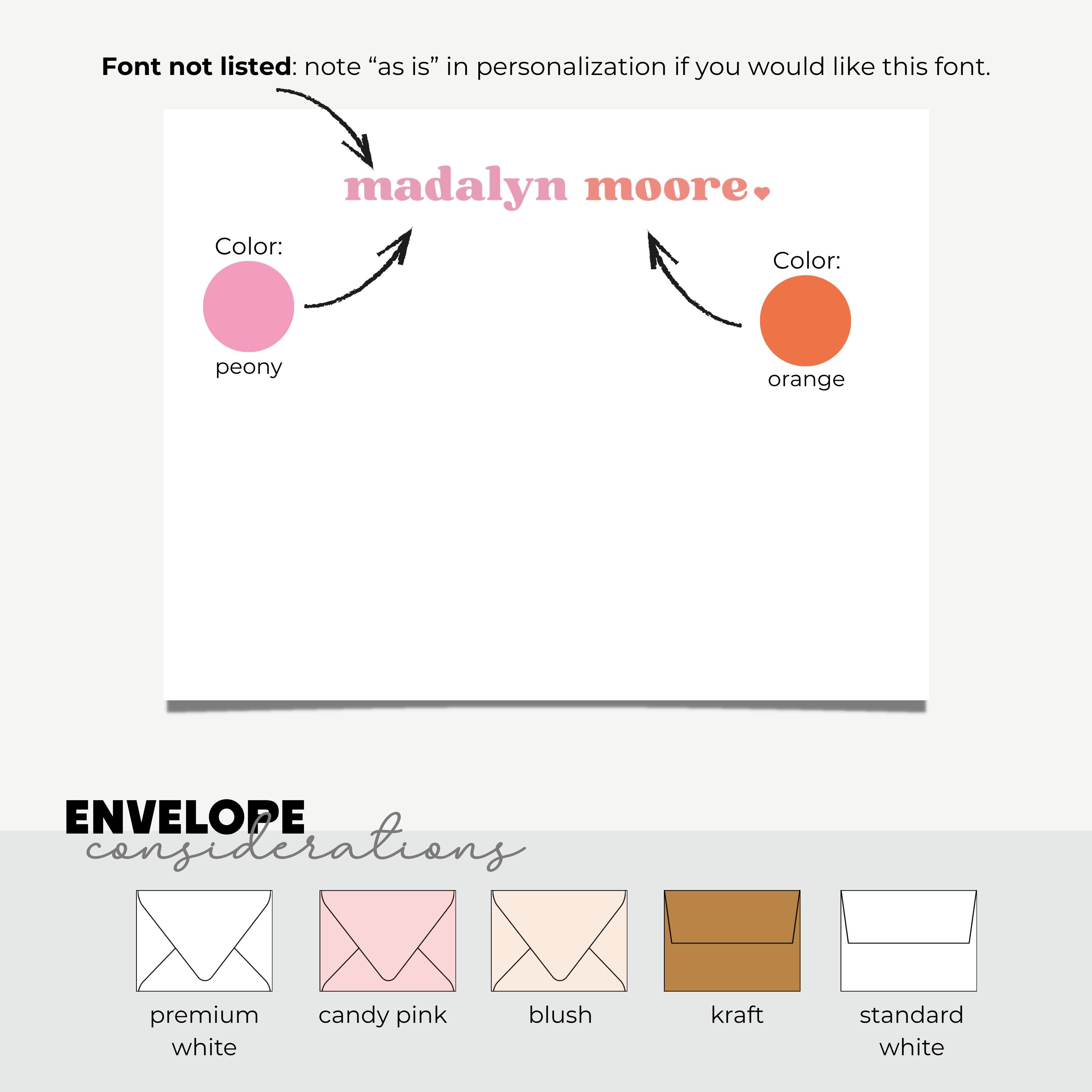 Personalized Note Card Set: Custom Stationery, Flat A2 Cards - Etsy