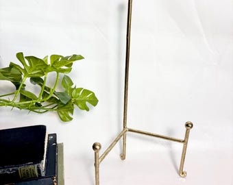 Chevalet vintage en métal doré/laiton, support à livres/porte-livres de recettes - Présentoir à livres/chevalet pour peinture photo/présentoir à disques