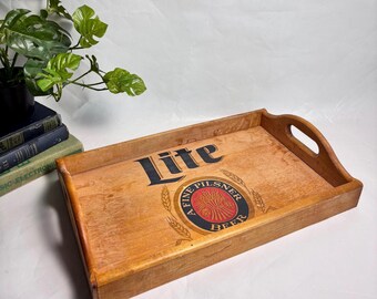 Vintage Rare 80s Limited Edition LITE Marquetry Plaque Wood Beer Tray - Miller Brewing Company Milwaukee Decor