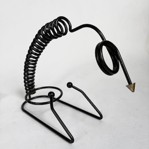 Vintage Spiral / Spring Wine Rack Wire Bottle Holder Black and Gold Metal 80s Eighties Postmodern Kitchenware Memphis Style Retro Decor