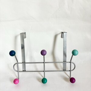 Vintage MCM Atomic Ball „Gumball“ Metallüber der Tür Organizer Haken / Vintage Sammlerhaken Hängende Lagerung / Rosa, Lila, Blau