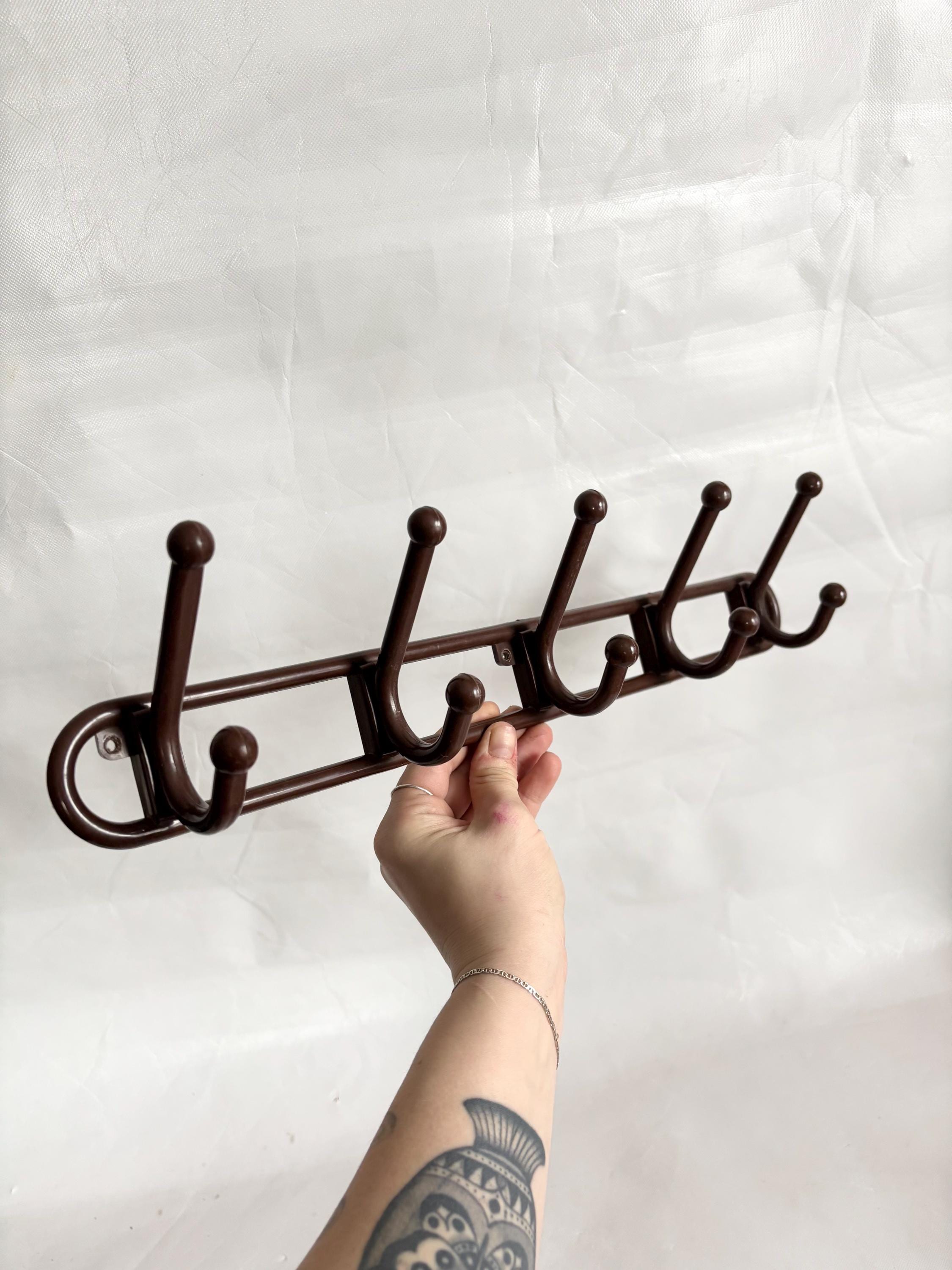 Yaffa 80s Plastic Brown Yaffa Organizer Wall Hooks / Vintage Basic