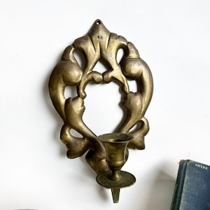 Candelabro de pared vintage de latón adornado - Candelabro de pared - Candelabros de pared adornados vintage