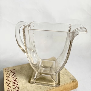 Antique 1880 Riverside Glass Co glass Medallion Victorian lemonade pitcher / Juice Pitcher