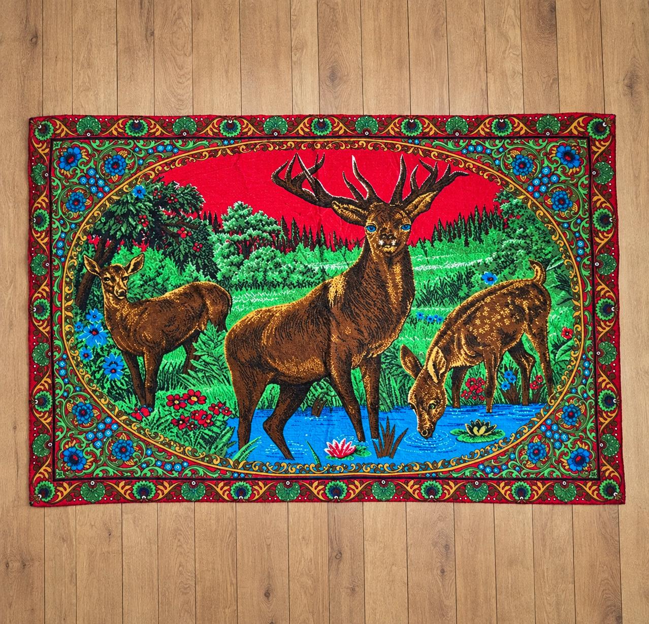 Vintage 70s Deer Rug - Etsy