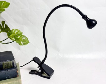 Vintage Postmodern IKEA Jansjo Modernist Design Black CLIP desk Table Lamp Flexible Arm Gooseneck Vintage Small Reading Light / Lamp