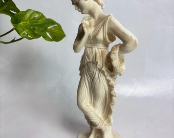 アントニオ・カノーヴァ作、ヴィンテージのイタリア製アラバスター彫刻「顎に指を当てた踊り子」。 - アラバスターまたは樹脂製のローマ女性の胸像
