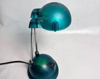 Vintage IKEA Espressivo Desk Lamp / Transparent Blue Postmodern Lamp with On Off Toggle Base / Adjustable Halogen Lamp / 90s / Space Age