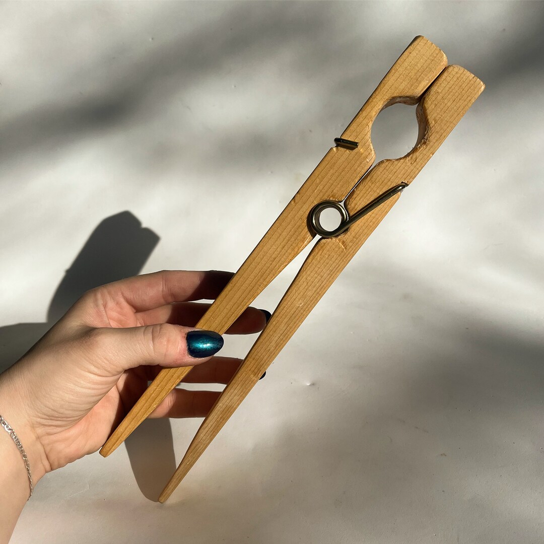 Vintage Oversized Jumbo Wooden and Metal Clothespin Desk Accessory ...