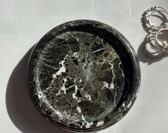 Vintage Black and White Onyx Stone Round Footed Riser / Base - Candle ...