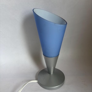 Vintage Ikea Kryolit Table Lamp, Modern Mood Light, Ikea BLUE Glass Lamp, Cozy Conical Retro 1990&#39;s, Modern Mood Light, Swedish Design