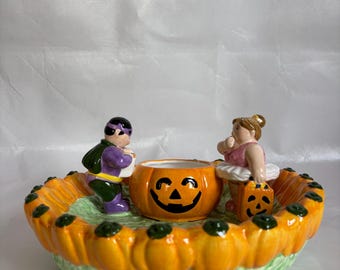 ヴィンテージ ロータス ハロウィン 陶器 カボチャと仮装したトリック