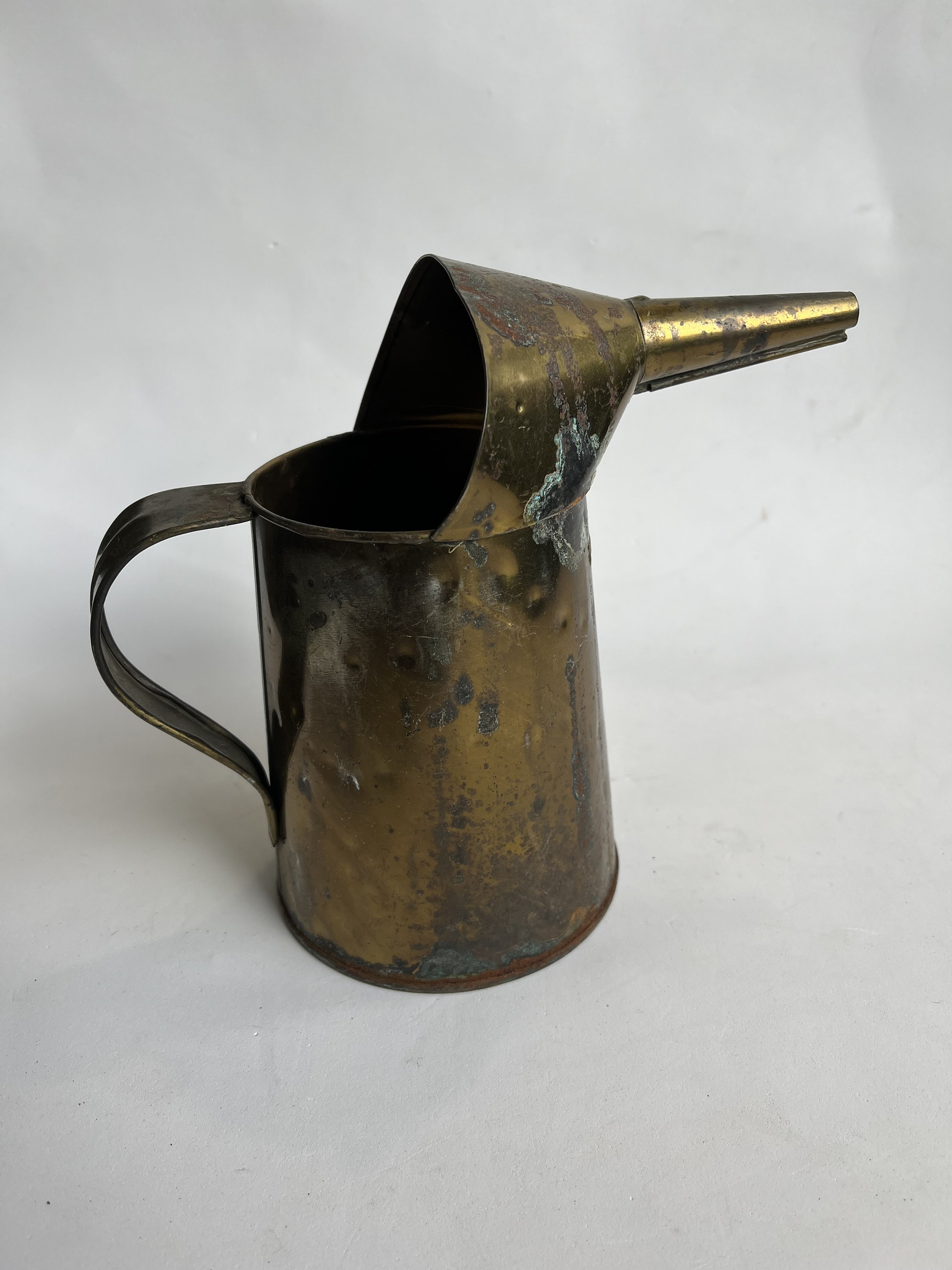 Antique 1930s 1940s Oil Can Pitcher With Handle and Spout