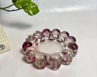 Vintage MCM Anchor Hocking BOOPIE Pink Bubble Glass Ashtray - Trinket Dish - Candle Holder / Ring Dish / Key Dish