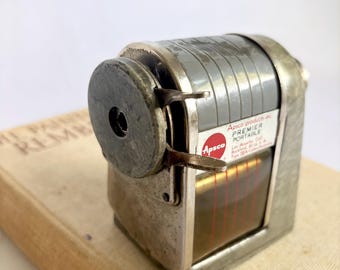Vintage Premier Portable Pencil Sharpener by Apsco Products, Inc. | Made in USA | Vintage Sharpener | Vintage Desk Mount Pencil Sharpener