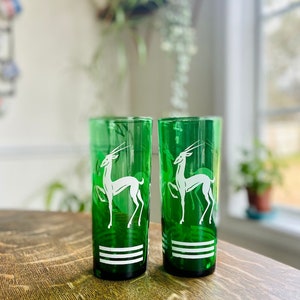 Vintage Mid Century Modern Antelope Gazelle Green Tom Collins
