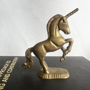 Vintage Solid Brass Unicorn Figurine ~ Mid-Century Brass Unicorn ~ Heavy Solid Brass Unicorn Paperweight Decor ~ Unicorn Art Decor