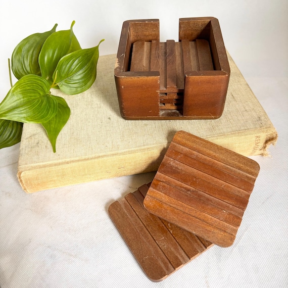 Lot De 6 Dessous De Verre Vintage Bois - Décor Billard Miniature - Diamètre 8cm - Occasion