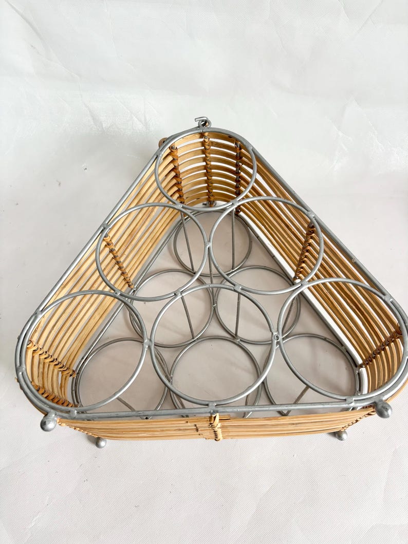 Triangular Wine Rack Vintage Wicker Bamboo Wine Rack: Triangle Shape Holds 6 Bottles Free ...