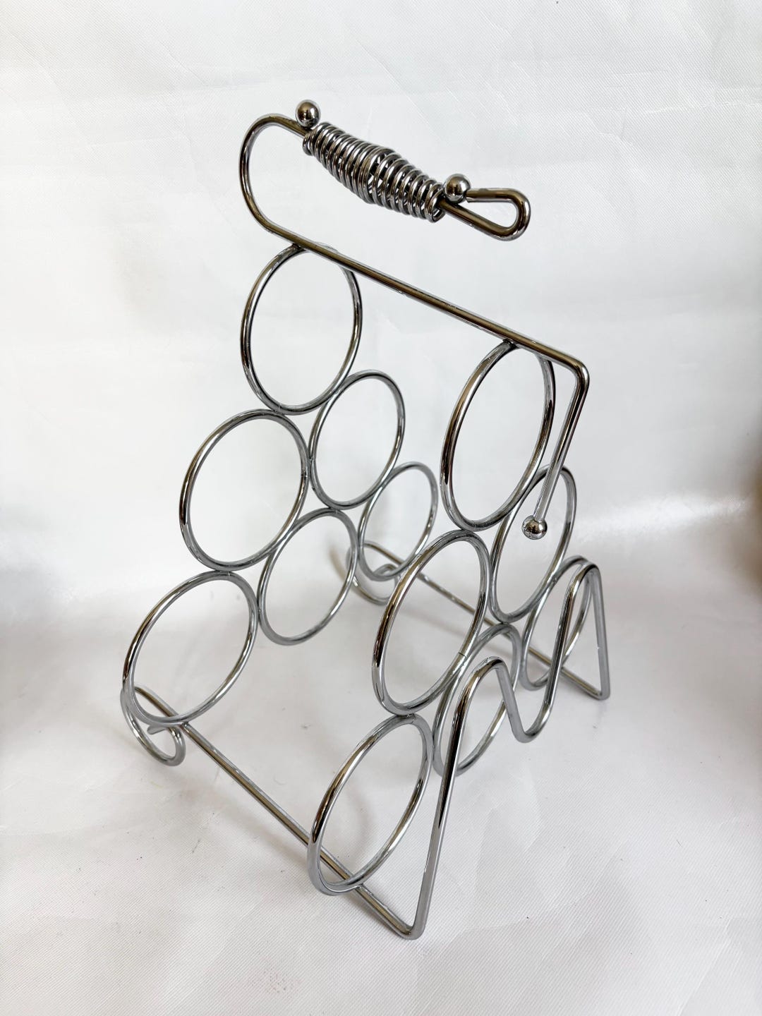 Vintage Sculptural Post Modern Chrome Six-bottle Wine Rack (6) Bottle ...