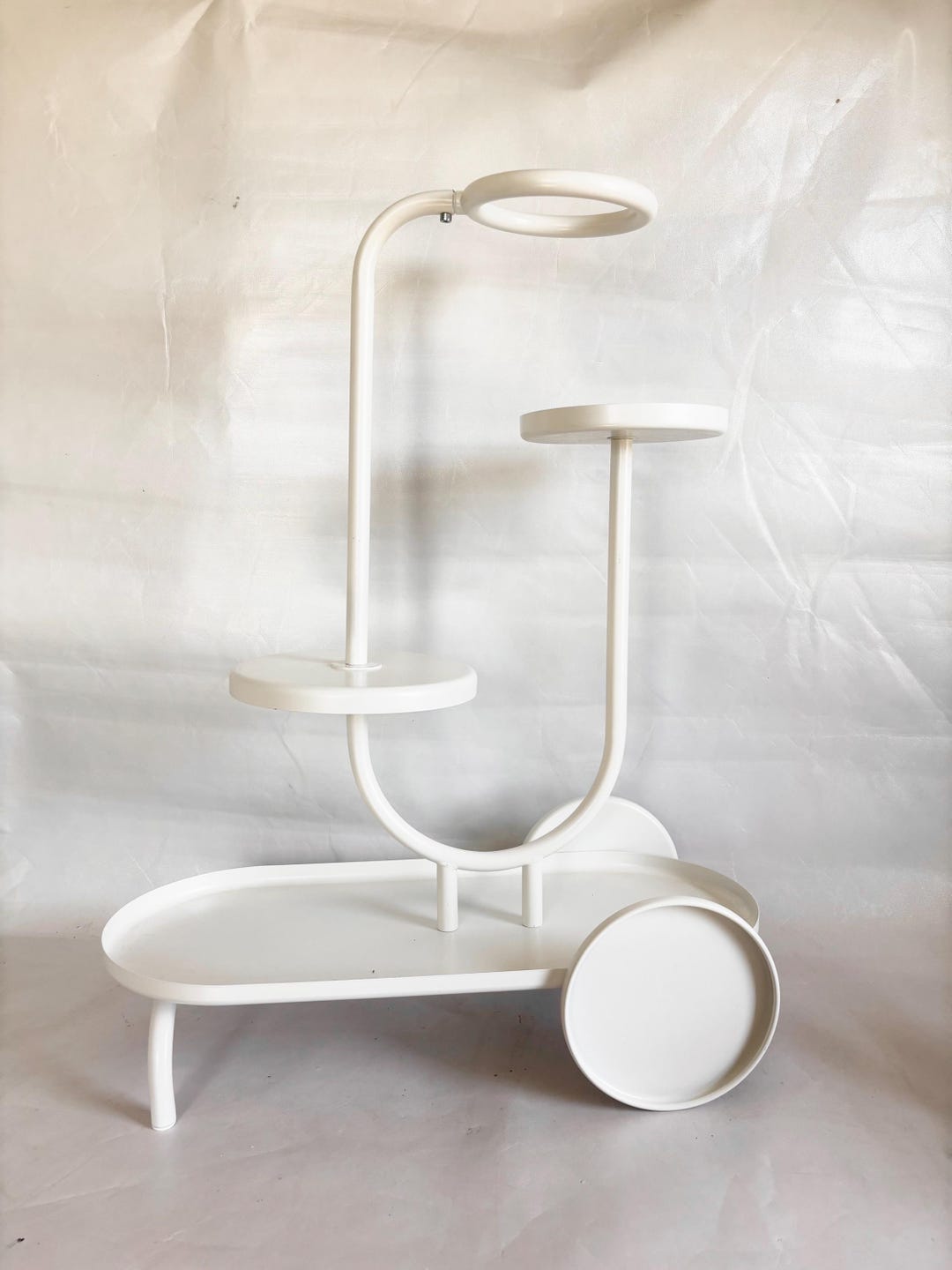 Postmodern Style IKEA Chilistran Plant Stand White Metal Standing