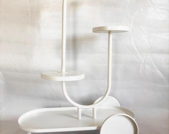 Soporte para plantas IKEA Chilistran de estilo posmoderno, carrito de almacenamiento de metal blanco con ruedas, 3 niveles / 4 niveles.