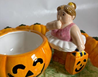 ヴィンテージ ロータス ハロウィン 陶器 カボチャと仮装したトリック