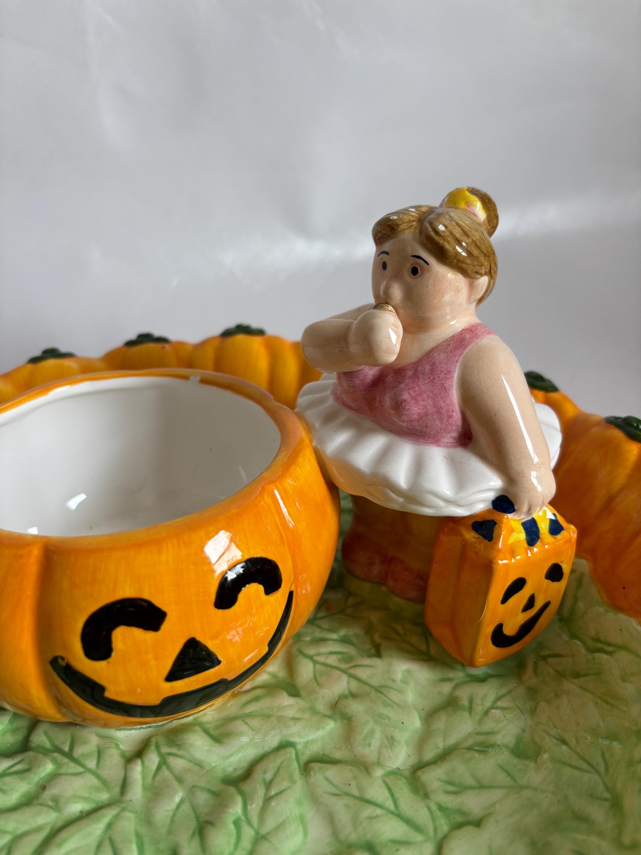 ヴィンテージ ロータス ハロウィン 陶器 カボチャと仮装したトリック